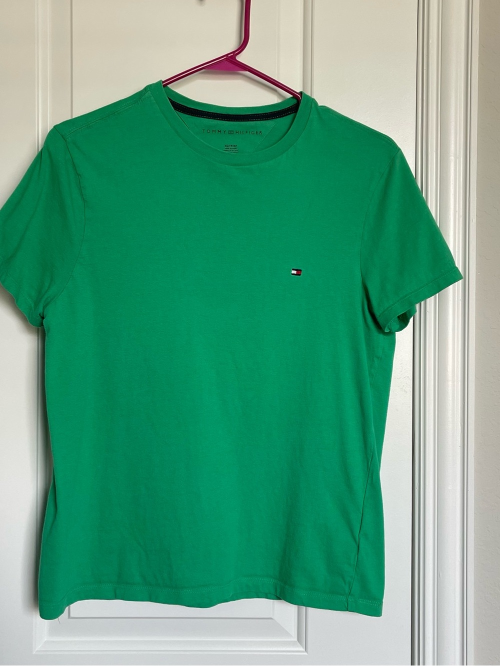 Tommy Hilfiger Emerald Green Short Sleeve Crew Tee with Flag Patch